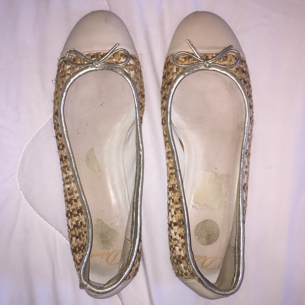 Delman Tweed/Metallic Ballet Flats